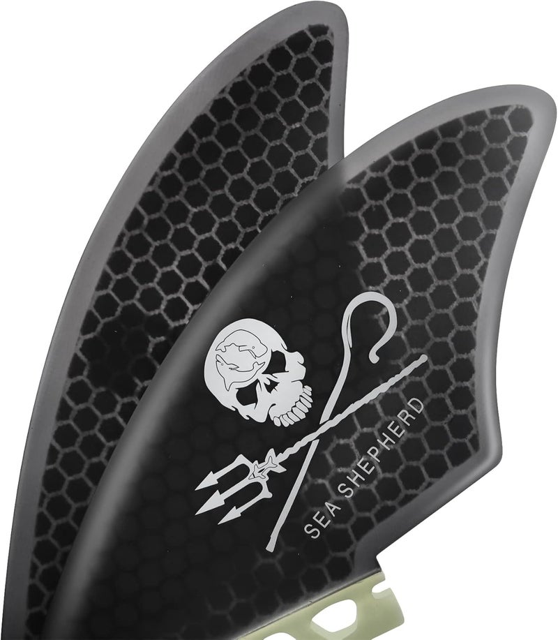 AQUBONA Twin Keel Fins, Single Tab Dual Tabs Fins Surfboard Fins, Twin Fin Fishtail Surfboard Fins Twin Keels - Smooth Fiberglass Flex - Image 3